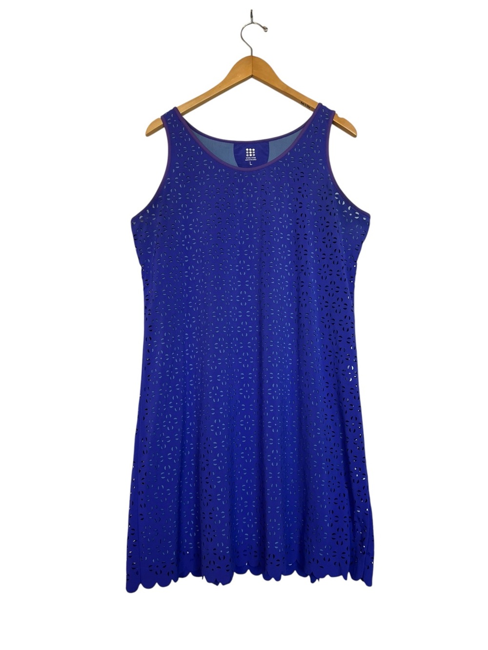 Title Nine Nimblene Illusion Eyelet Tank Dress  L Laser Cut Floral Pattern